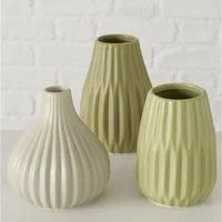 BOLTZE Tischvase Blumenvase aus Keramik im 3er Set Mattes Design - Grün