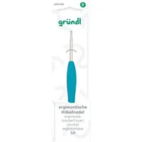 Gründl Bastelnaturmaterial Gründl Ergonomische Häkelnadel 3 mm türkis