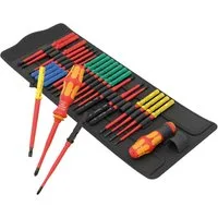 Wera Schraubendreher Kraftform Kompakt VDE Big Pack 1, (Set, 26-tlg), Wechselklingen Set, 2x Kraftform Handhalter 817 in robuster Falttasche
