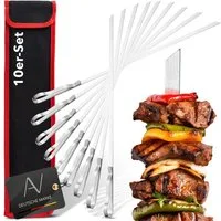 AVANA Grillspieß lange Spieße aus Edelstahl wiederverwendbar Grill 43cm Fleischspieße (10-St), für Fleisch & Gemüse