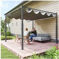 Outsunny Pergola mit Schiebedach, magnetisches Pad, 8 cm Säule, BxTxH: 298x298.0x230 cm, (UV-beständig Überdachung, 18-tlg., Freistehend Terrassenüberdachung), für Terrasse Garten Grau