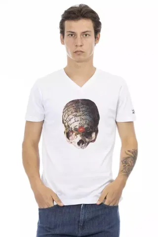 V-Ausschnitt Skull T-Shirt Lässiger Stil