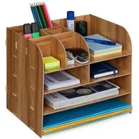 relaxdays Organizer Schreibtisch Organizer mit Ablagefächern, dunkelbraun