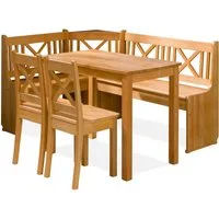 KONSIMO® Eckbankgruppe CULIO Küchenbank, Sitzgruppe, hergestellt in der EU, (Staufach unter der Sitzfläche, 4-tlg., Eckbank, 2 Stühle und Tisch), perfekt für Küche, Massives Erlenholz, Landhaus