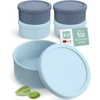 Blumtal Vorratsdose Pizzaballenbox mit Deckel 2er Set - BPA-freie Pizza Ballenbox, (4-tlg., 2er, 4er und 6er Set), Silikon 14,5x6,5cm - antihaftende Pizza Box für optimale Gärung