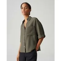 OPUS Kurzarmbluse FIORA Loose im Crinkle-Look