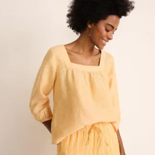 Leinen-Bauernbluse mit 3/4-Ärmeln für Damen, Damen, size: regular, Grün, Leinen, by Lands' End
