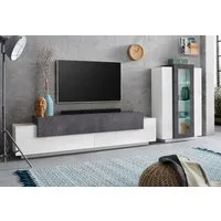 Home affaire Wohnwand Coro, Anbauwand, Medienwand, (Set, 2-St), Lowboard 4 Fächern Breite 200 und Vitrine 3 Türen Breite 80