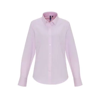 Premier - Formelles Hemd für Damen Langärmlig (Weiß/Pink)