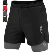 RDX Sports Laufshorts RDX Herren Laufshorts, 2-in-1 Sportliche Atmungsaktive Kurze (1, 1 Pack)