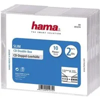 Hama CD-Hülle CD Leerhülle Slim Double, 10er Pack, Transparent, Hülle, Schutzcase