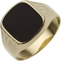 Schmuck Krone Goldring Ring aus 585 Gelbgold Onyx schwarz flach B: 14,7mm, Gold 585