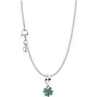 Pandora Kette mit Anhänger 15814, Damen-Halskette Vierblättriges Kleeblatt Silber Set