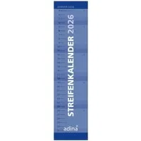 ADINA Wandkalender 2026 ADINA Streifenkalender XXL blau 64x15cm Monatskalender