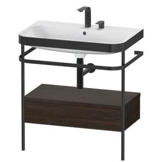 Duravit Happy D.2 Plus c-bonded Set mit Metallkonsole und Schubkasten Nussbaum gebürstet Matt 775x49 HP4742E6969