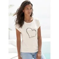 LASCANA Kurzarmshirt mit Lascana Herz Print Sommershirt aus luftigem Viskose-Stretch