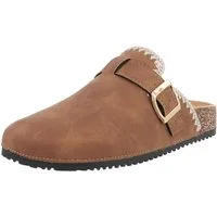Ital-Design Damen Mules Freizeit Pantolette (88930312) Flach Pantoletten in Camel