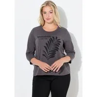 Ulla Popken T-Shirt Shirt Olivenzweig Classic Rundhals 3/4-Arm