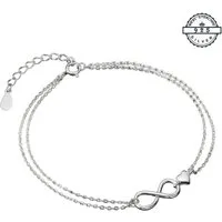 Taffstyle Silberarmband Filigranes Armband Infinity Zeichen und Herz aus 925 Sterling Silber (Zarte Doppelkette mit Unendlichkeitszeichen und liebevollem Herzmotiv)