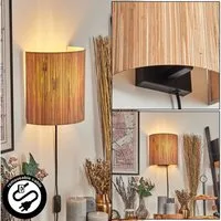 hofstein Wandleuchte Wandlampe aus Metall/Seegras in Schwarz/Natur, ohne Leuchtmittel, Wandleuchte m. Stecker/Schalter, Kabel, UP & Down Lichteffekt, 1 x E27