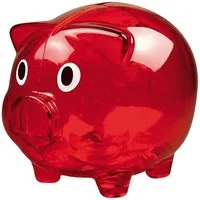 Macma Spardose Sparschwein / Farbe: transparent rot
