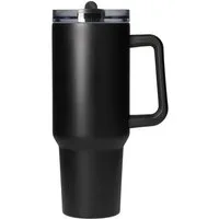elasto Becher Edelstahl Trinkbecher mit Deckel und Strohhalm 1,2 Liter, isoliert, robust, für unterwegs