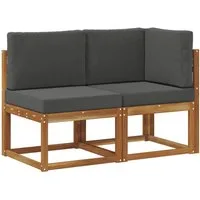 vidaXL Sofaelement Outdoor Mittel- und Ecksofa 2 Stück Natur und Anthrazit (2 St)