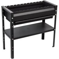 KVOTA Holzkohlegrill Mangal Holzkohlegrill 80cm 2mm Stahl mit 12 Spießauflagen & Ablage, Ablagefach, ausziebare Ascheablage