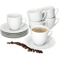 MamboCat Tasse 6er Set Tommy Kaffeetassen mit Untertassen für 6 Personen, Porzellan