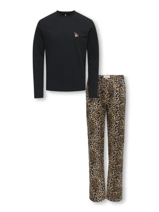 KIDS ONLY - KOGRILA LSNIGHTWEAR AOP TOP/PANT SET JRS Black - Gr. - 164