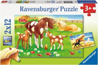 Ravensburger Puzzle 7561 - Wehende Mähnen [2 x 12 Teile]