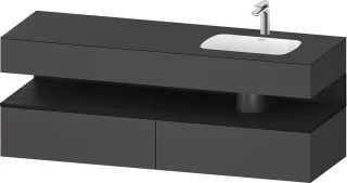 Duravit Qatego Einbauwaschtisch mit Konsolenwaschtischunterbau Graphit Matt 1600x550x600 mm - QA4796 QA4796016490010