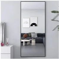 zebery Ganzkörperspiegel Großer Standspiegel mit Metallrahmen und verstärktem Glas (Set, 1-St., HD-Spiegelung, 180*80cm), Schwarz