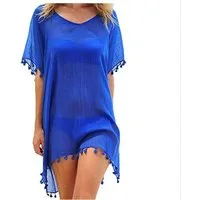 Zaewry Strandkleid Eleganter Strand-Überwurf, Damen Bikini-Überwurf mit Quasten Damen Strand,Strandbekleidung,für Urlaub, Strand) Pool, Party