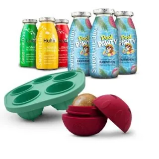 SmoothieDog Summer-Edition 3x 250 ml + Klassik-Paket 3x 250 ml + Schleckball 1 Stück