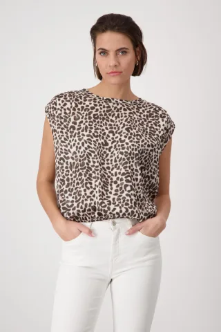 monari - Blusenshirt mit Leomuster coffee bean gemustert - Gr. - 46