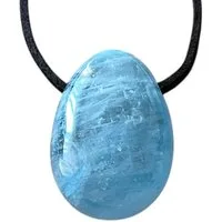 Steinfixx® Amulett Set Edelstein Anhänger aus echtem Aquamarin I Tropfenanhänger (30x20mm, 1-tlg., meisterhaft poliert, Brasilien), incl. 80 cm Wildlederband und Geschenkverpackung