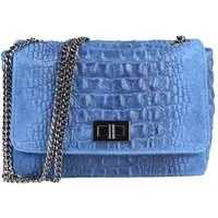 ITALYSHOP24 Schultertasche MADE IN ITALY Damen ECHTLEDER Tasche Umhängetasche Crossbody Bag Kroko, Leicht, Minibag Clutch CrossOver Bodybag Brustbag & Handytasche, Kette