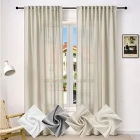 Woltu Gardine (1 St), Kräuselband, halbtransparent, Vorhänge Leinenoptik