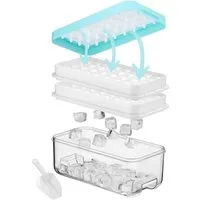 LINFELDT Eiswürfelform mit Behälter - 64 Würfel - einfach Drücken & Fertig - Inkl. Schaufel