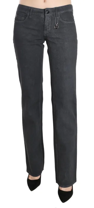 Costume National Graue Niedrigbund Gerade Denim Hose Jeans