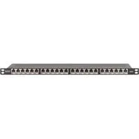 CAT 6A, Klasse E High Density Patchpanel, 24 Port schwarz, 0,5 HE, geschirmt, 19" Rack Mount