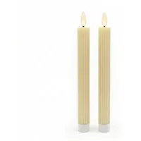 relaxdays LED-Kerze LED Stabkerzen 2er Set, Beige