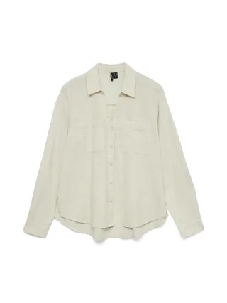 VERO MODA - VMTHILDE LS SHIRT WVN NOOS Silver Lining - Gr. - XL