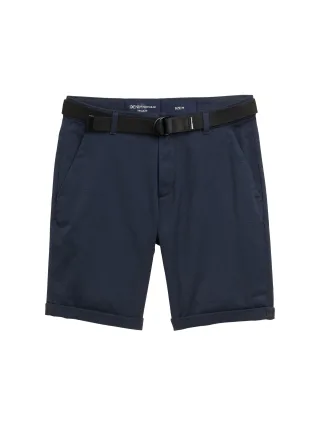 Denim Tom Tailor - Regular Fit Chino Shorts mit Gürtel navy blue mini houndstooth - Gr. - XS