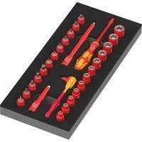 9727 Schaumstoffeinlage 8007 A VDE Zyklop VDE Knarre Set 1, 1/4", Steckschlüssel schwarz/rot, 30-teilig, für Tool Rebel Werkstattwagen