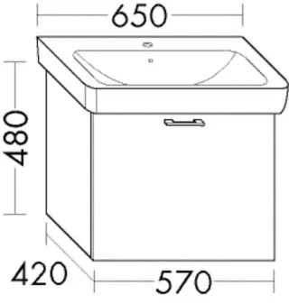 Burgbad Waschtischunterschrank zu Keramik-Waschtisch Sys30 PG4 Sana 480x570x420 Eiche Tabak, WXWU057 WXWU057F3448