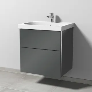Sanipa 3way Waschtischunterbau zu Geberit Acanto Waschtisch mit 2 Auszügen, Anthrazit-Glanz BS41579