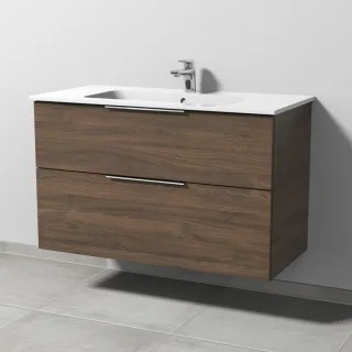 Sanipa 3way Waschtischunterbau zu Duravit ME by Starck Waschtisch mit 2 Auszügen, Eiche-Arizona UM72680