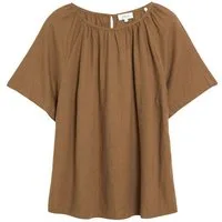 s.Oliver Kurzarmbluse Bluse Leinenmixbluse mit Raffungen